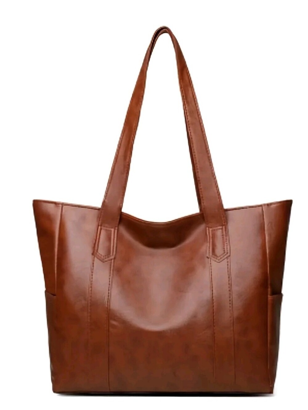 Classic Brown Leather Tote Bag - Women's Carryall